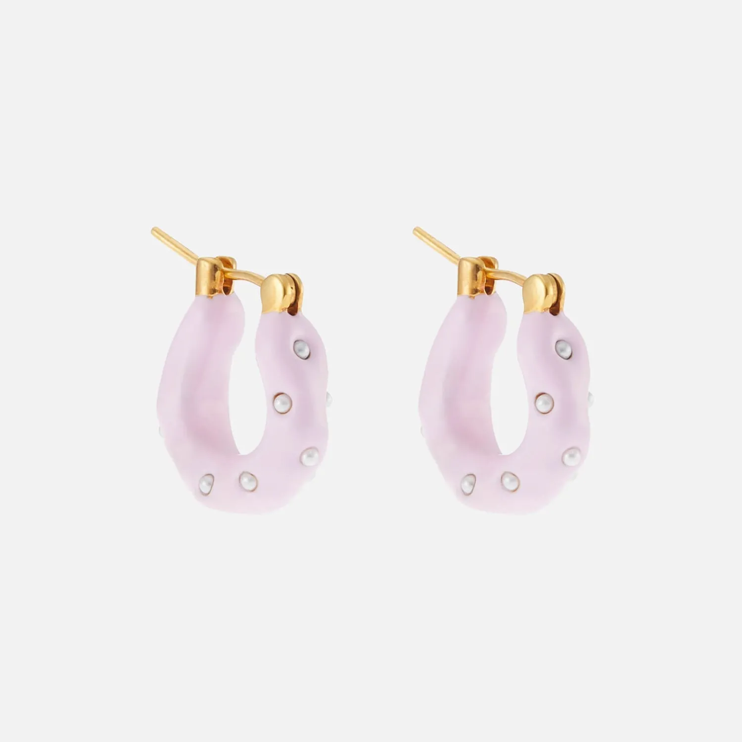 Earrings*Joanna Laura Constantine Enamelmini Pearl And Gold-Tone Hoop Earrings