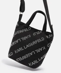 Cosmetic Bags*Karl Lagerfeld Crystal-Embellished Canvas Small Shopper Bag