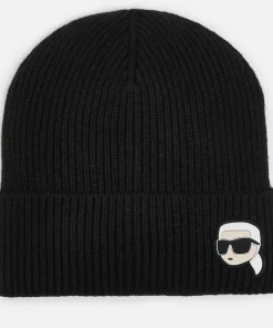 Hats Scarves & Gloves*Karl Lagerfeld Ikonik 2.0 Logo Rib-Knit Beanie