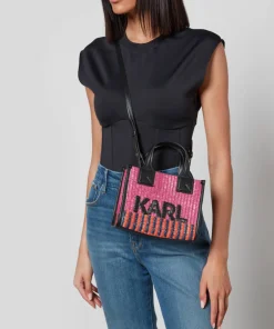Tote Bags*Karl Lagerfeld K/Skuare Small Tote Raffia Bag