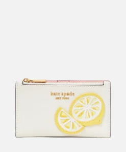 Purses And Cardholders*Kate Spade New York Lemon Drop Lemon Appliqued Saffiano Leather Bifold Wallet
