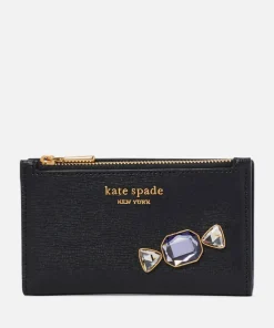 Purses And Cardholders*Kate Spade New York Women's Bonbon Stone Embellished Saffiano Small Slim Bifold Wallet - Black Multi