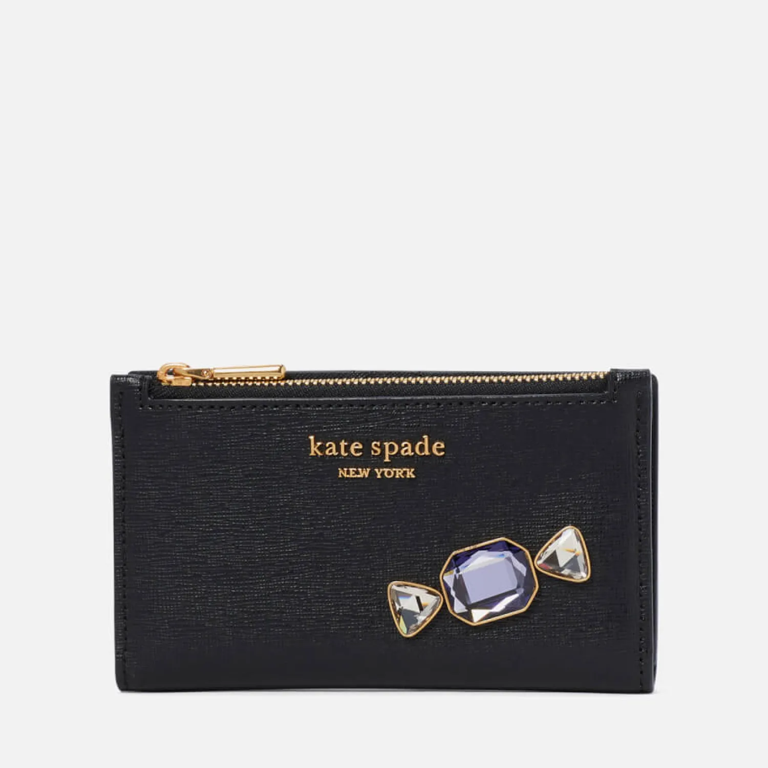 Purses And Cardholders*Kate Spade New York Women's Bonbon Stone Embellished Saffiano Small Slim Bifold Wallet - Black Multi