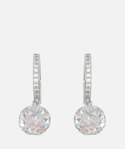 Earrings*Kate Spade New York Women's Pave Huggies - Clear/Silver