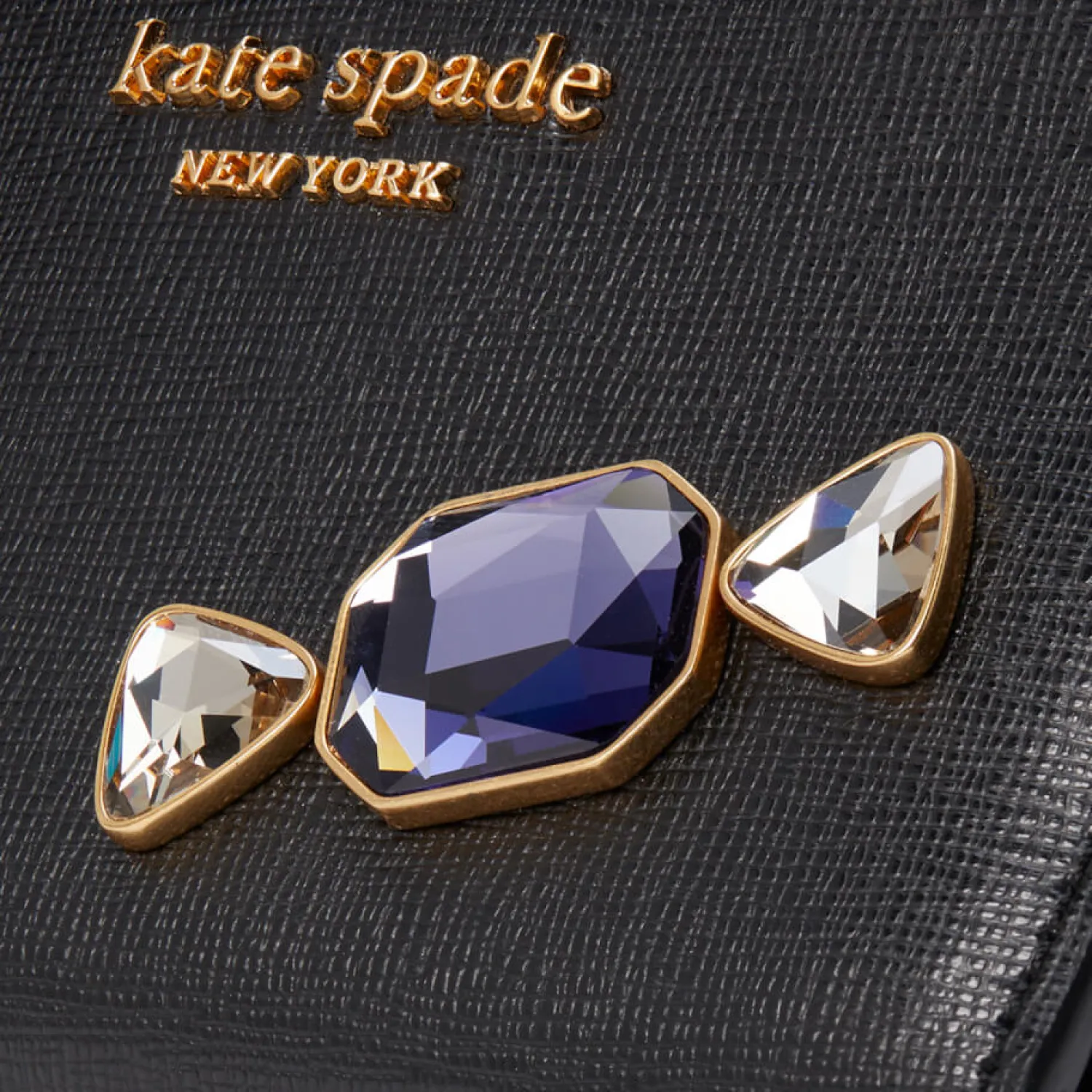 Purses And Cardholders*Kate Spade New York Women's Bonbon Stone Embellished Saffiano Small Slim Bifold Wallet - Black Multi