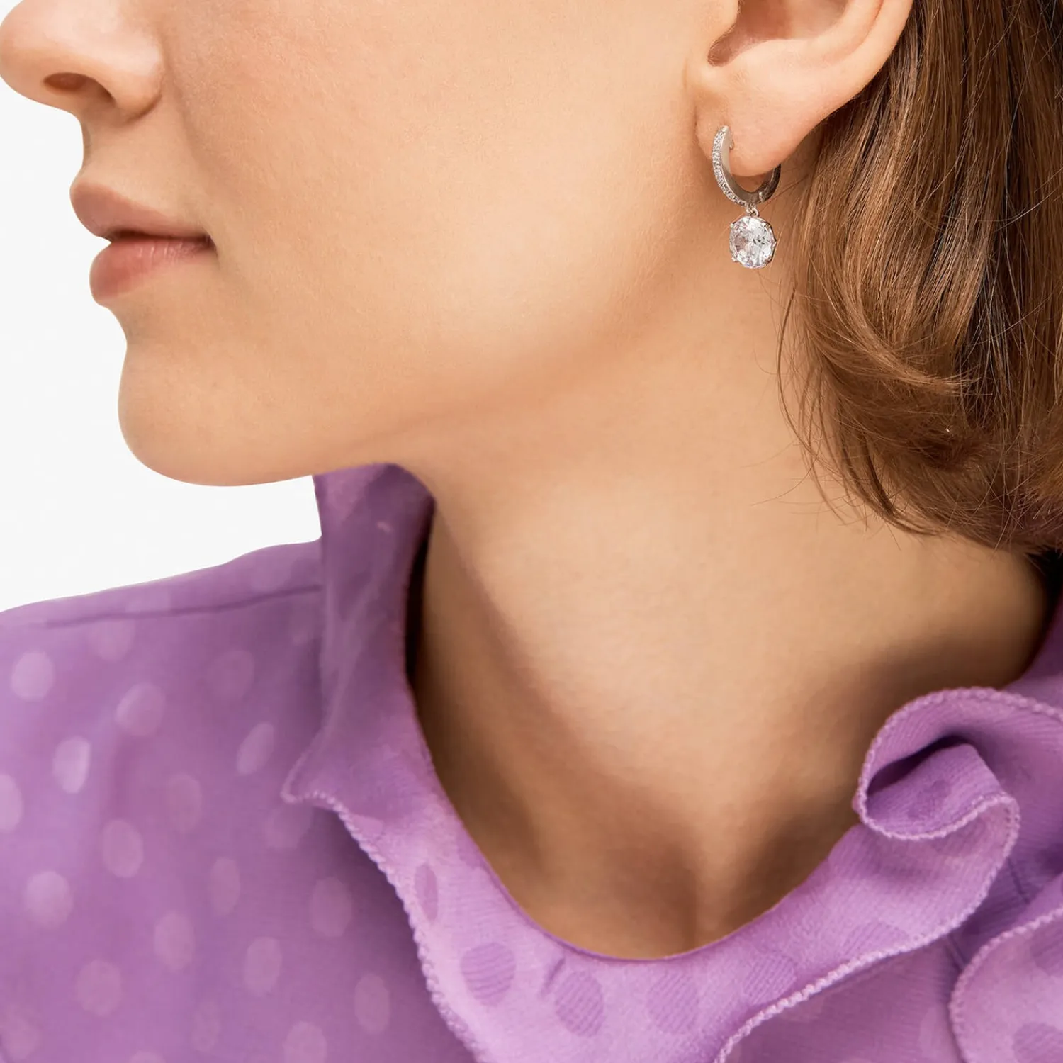 Earrings*Kate Spade New York Women's Pave Huggies - Clear/Silver