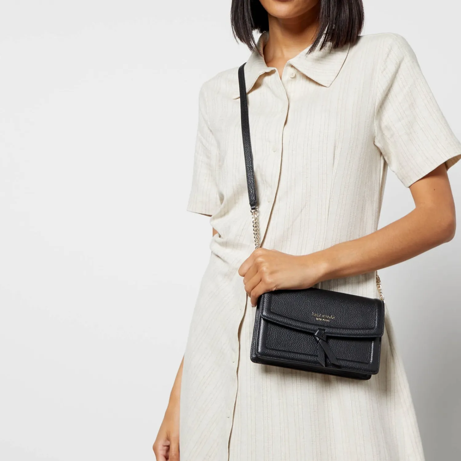 Crossbody Bags*Kate Spade New York Women's Knott Pebbled Flap Cross Body Bag - Black