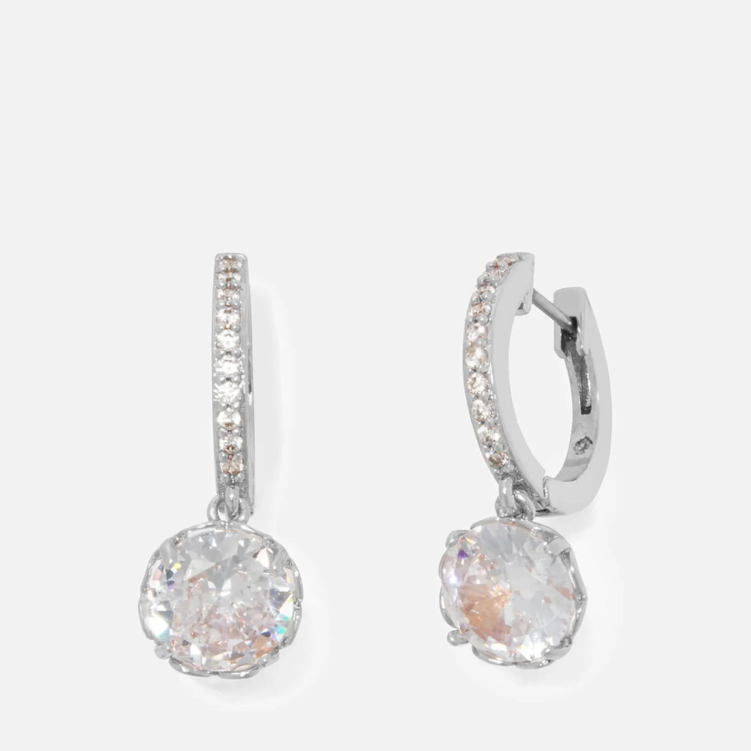 Earrings*Kate Spade New York Women's Pave Huggies - Clear/Silver
