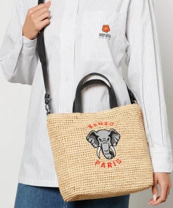 Bucket Bags*KENZO Logo-Appliqued Raffia Bucket Bag