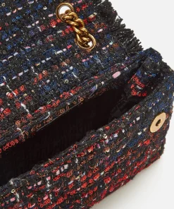 Shoulder Bags*Kurt Geiger London Women's Tweed Mini Kensington X Bag - Red Comb