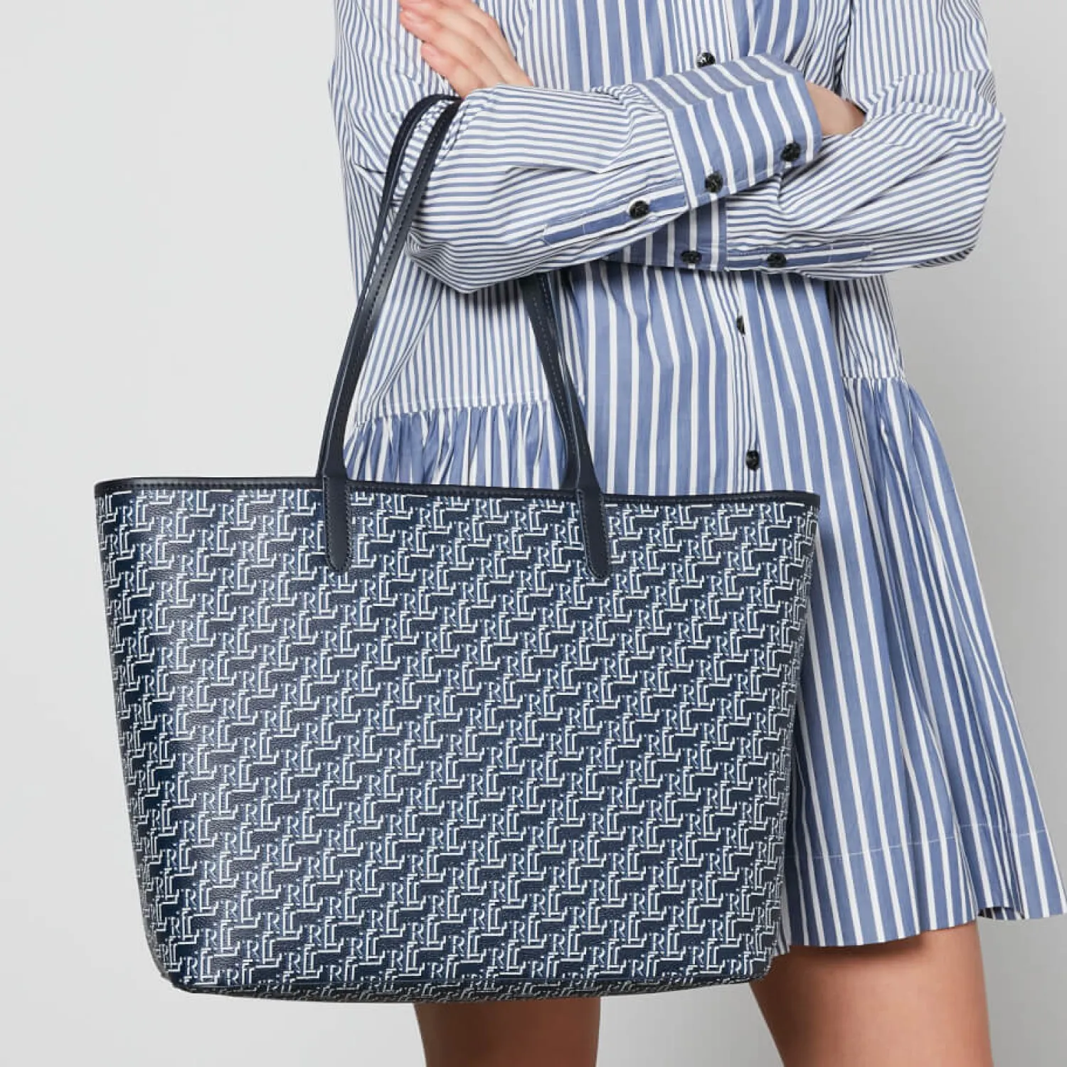 Tote Bags*Lauren Ralph Lauren Collins Monogram Leather Tote Bag