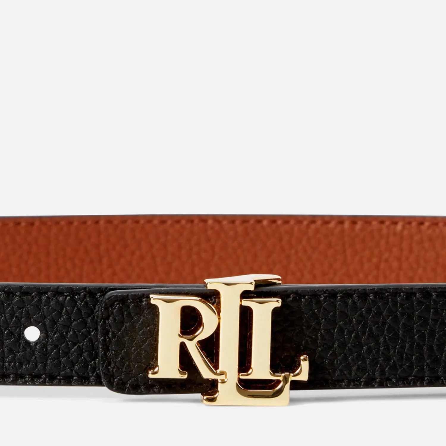 Belts*Lauren Ralph Lauren Women's Reversible 20 Skinny Belt - Black/Lauren Tan