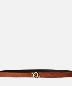 Belts*Lauren Ralph Lauren Women's Reversible 20 Skinny Belt - Black/Lauren Tan