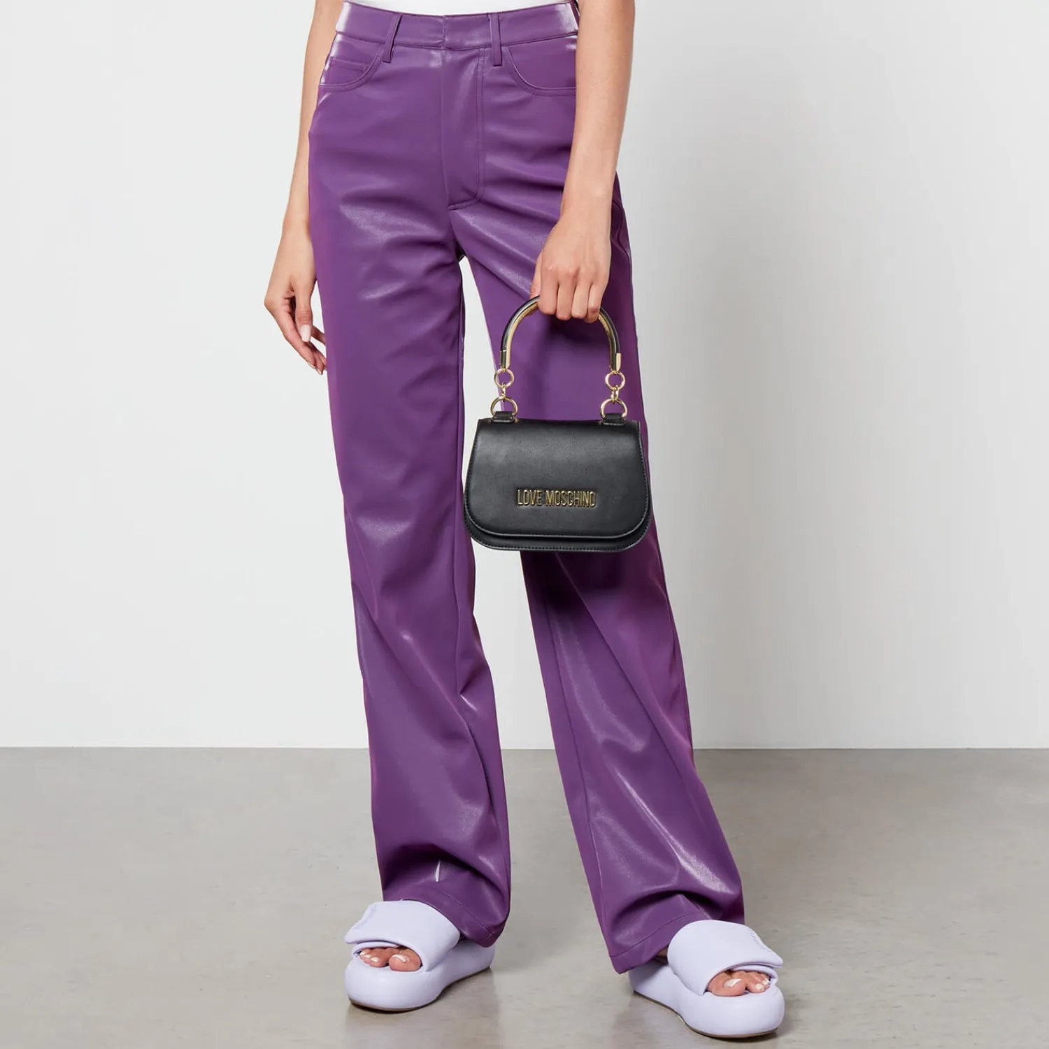 Mini Bags*Love Moschino Metal Handle Mini Faux Leather Bag