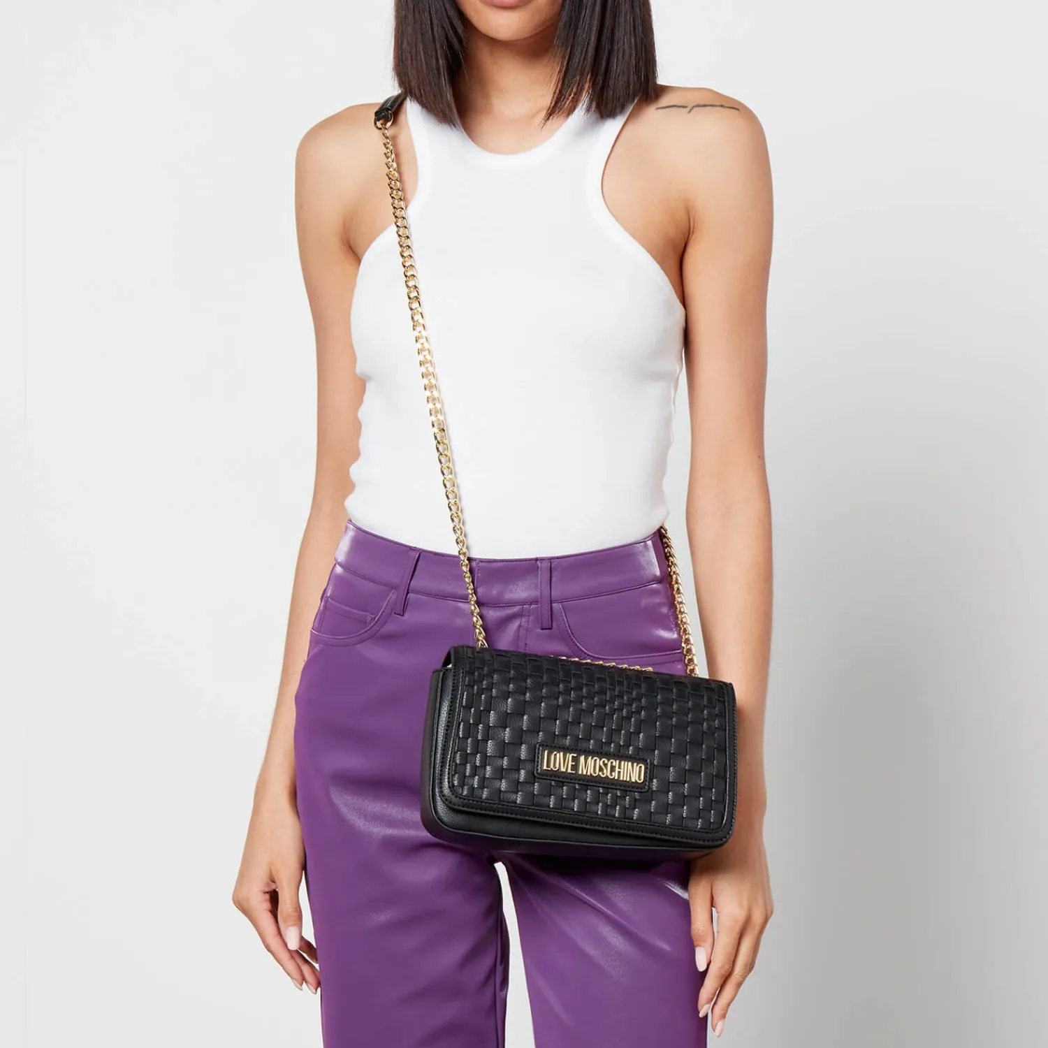 Shoulder Bags*Love Moschino Woven Faux Leather Shoulder Bag