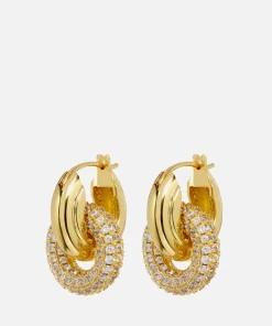 Earrings*Luv AJ Gold-Plated Cubic Zirconia Hoop Earrings
