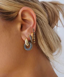 Earrings*Luv AJ Gold-Plated Cubic Zirconia Hoop Earrings