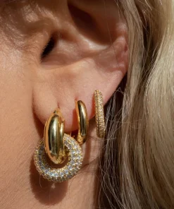 Earrings*Luv AJ Gold-Plated Cubic Zirconia Hoop Earrings