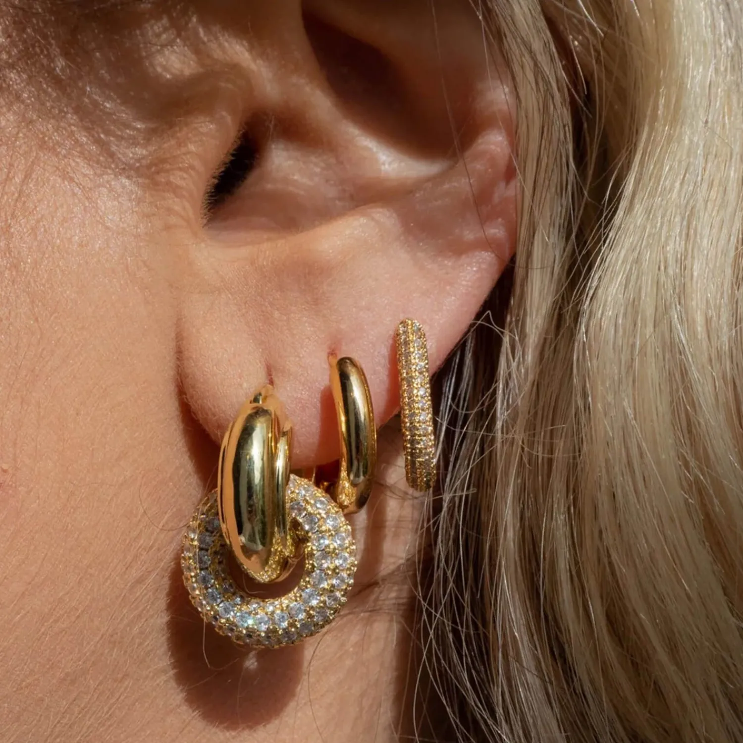 Earrings*Luv AJ Pave Chain Gold-Plated Crystals Earrings