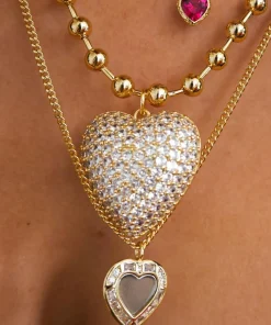Necklaces*Luv AJ X For Love And Lemons Puffy Heart Gold-Plated Necklace
