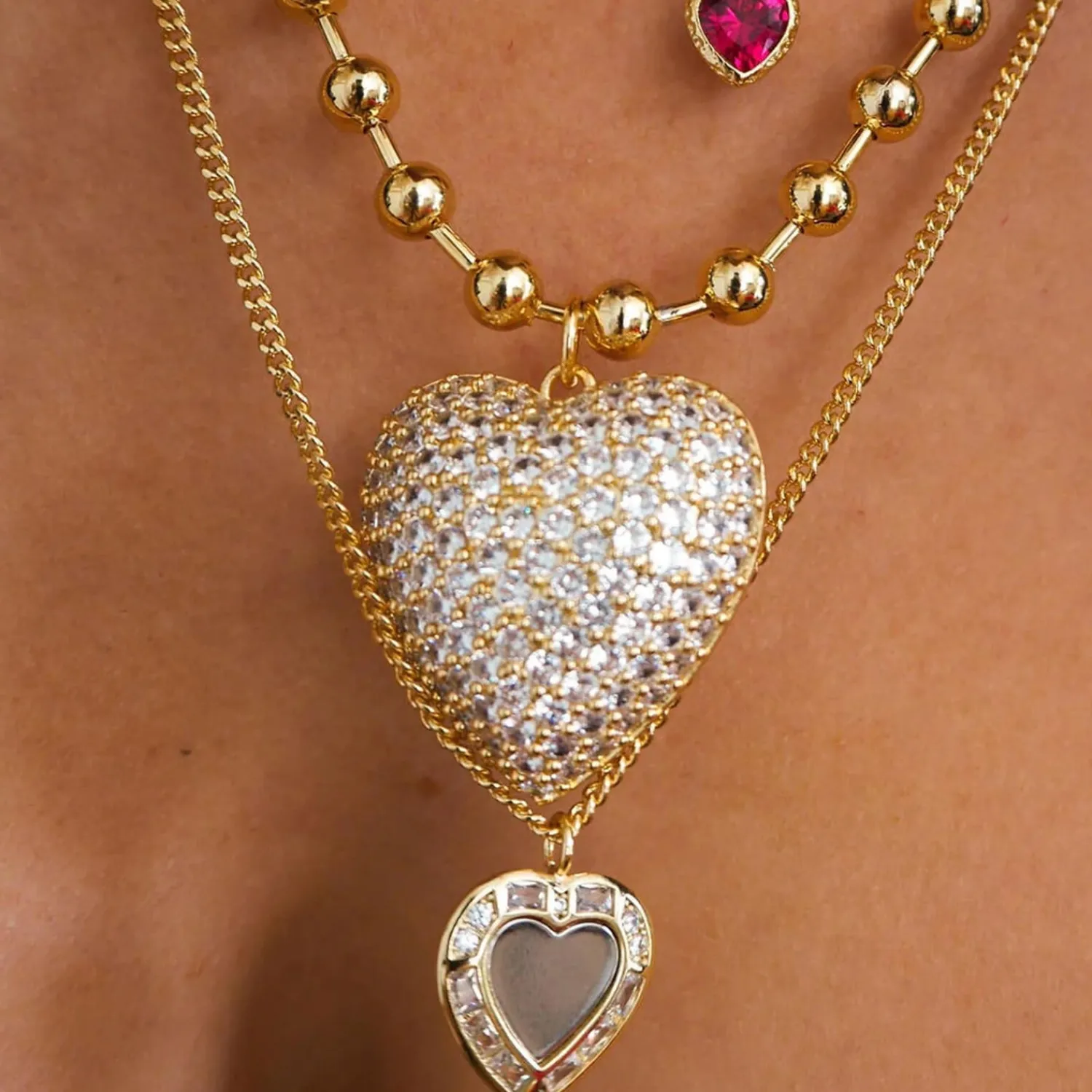Necklaces*Luv AJ X For Love And Lemons Puffy Heart Gold-Plated Necklace