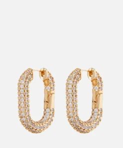 Earrings*Luv AJ Xl Pave Chain Gold-Plated Crystals Earrings