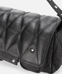 Shoulder Bags*Nunoo Women's Small Honey Silky Padded Shoulder Bag - Black