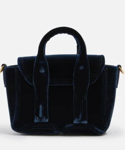 Satchels*3.1 Phillip Lim Pashli Nano Leather-Trimmed Velvet Shoulder Bag Ocean