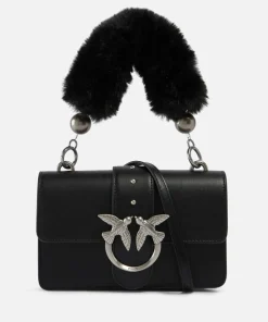 Shoulder Bags*Pinko Love Mini Icon Faux Fur-Trimmed Leather Shoulder Bag