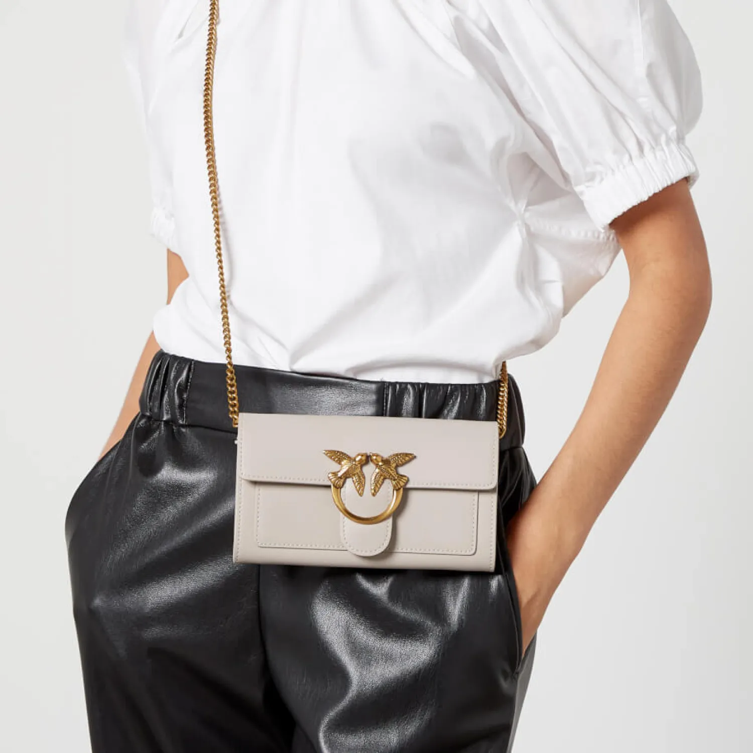 Purses And Cardholders*Pinko Love One Vitello Seta Leather Wallet