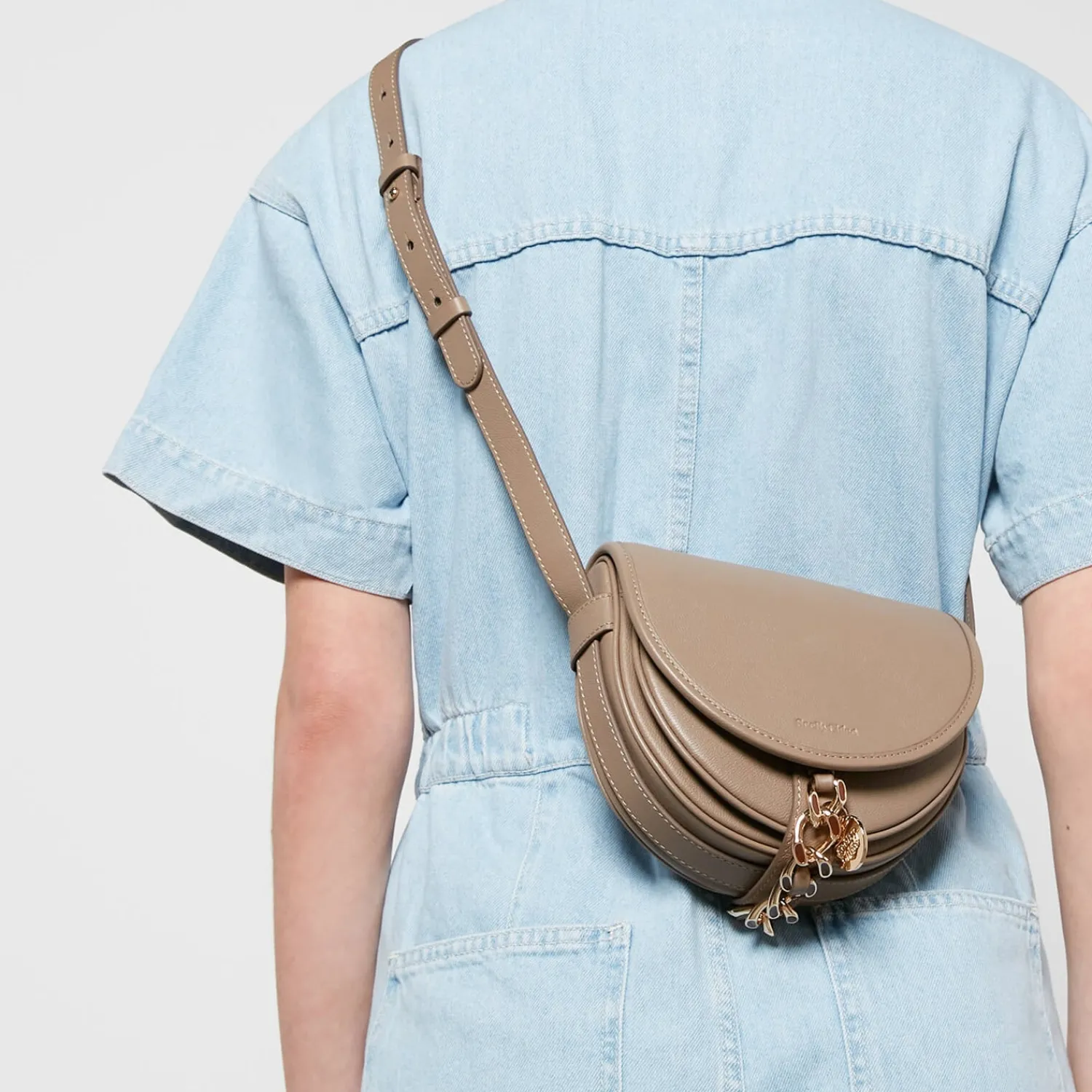 Shoulder Bags*See By Chloe Women's Small Mara Saddle Bag - Motty Grey