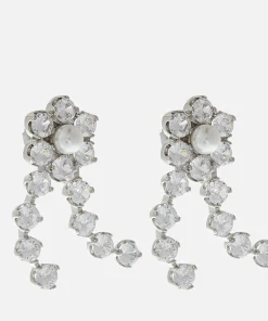 Earrings*Shrimps Calla Silver-Tonecrystal And Faux Pearl Earrings