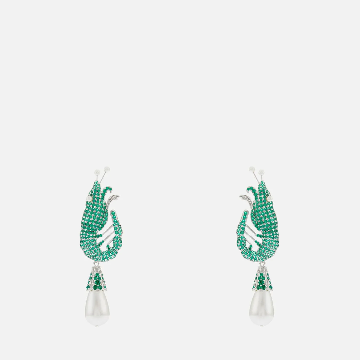 Earrings*Shrimps Silver-Tone Crystal Clip-On Earrings