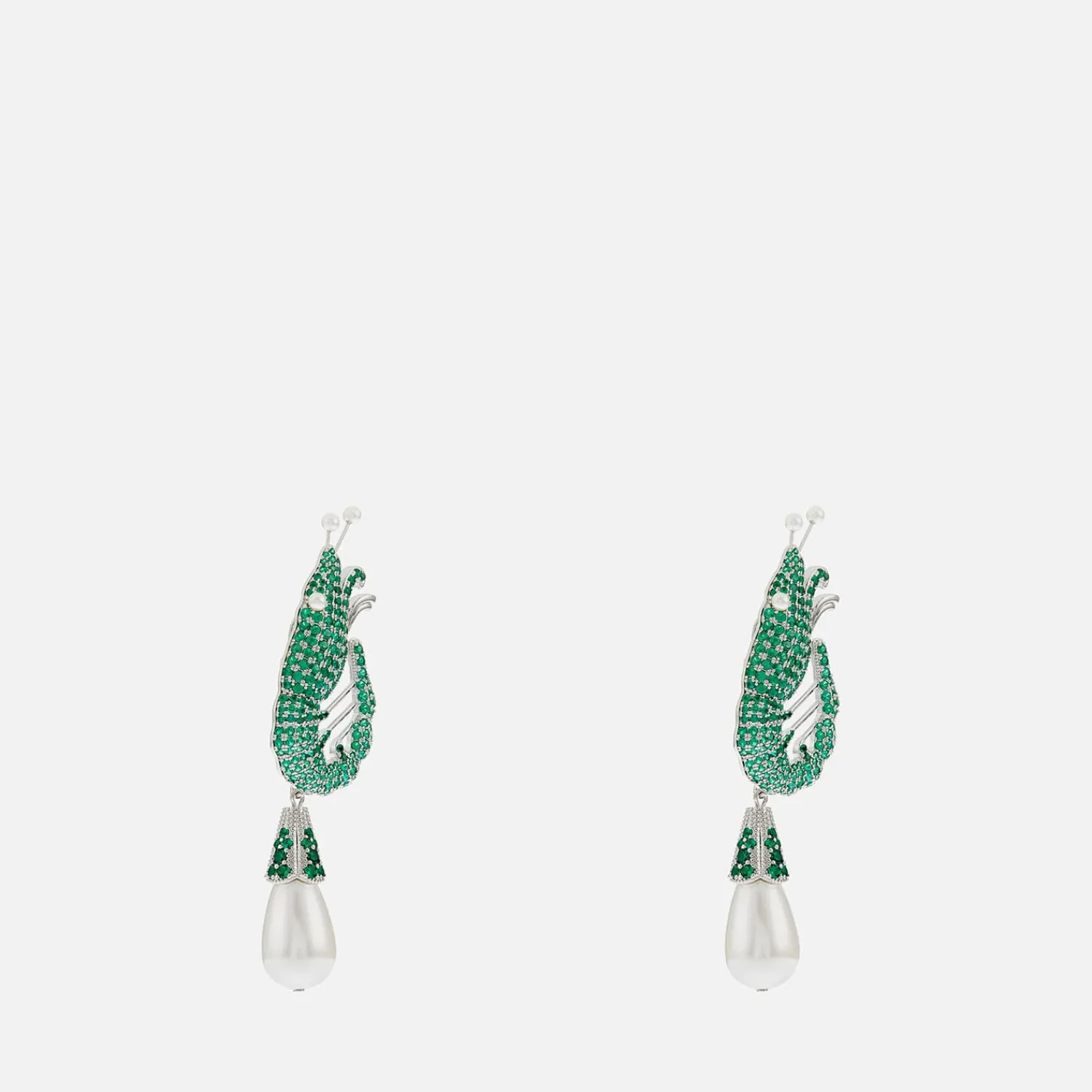 Earrings*Shrimps Silver-Tone Crystal Clip-On Earrings