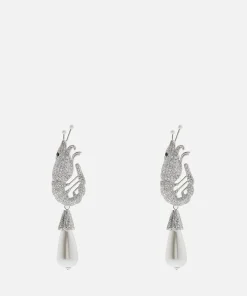 Earrings*Shrimps Women's Shrimp Crystal Earrings - Cream & Silver