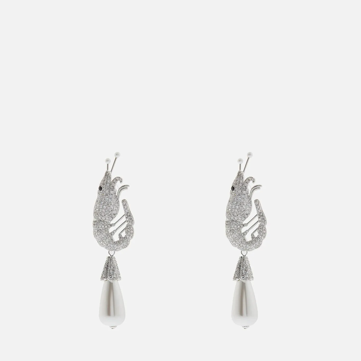 Earrings*Shrimps Women's Shrimp Crystal Earrings - Cream & Silver