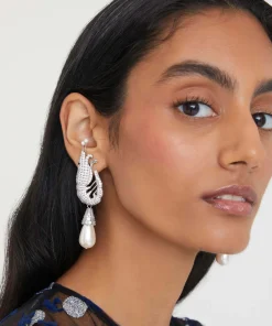 Earrings*Shrimps Women's Shrimp Crystal Earrings - Cream & Silver