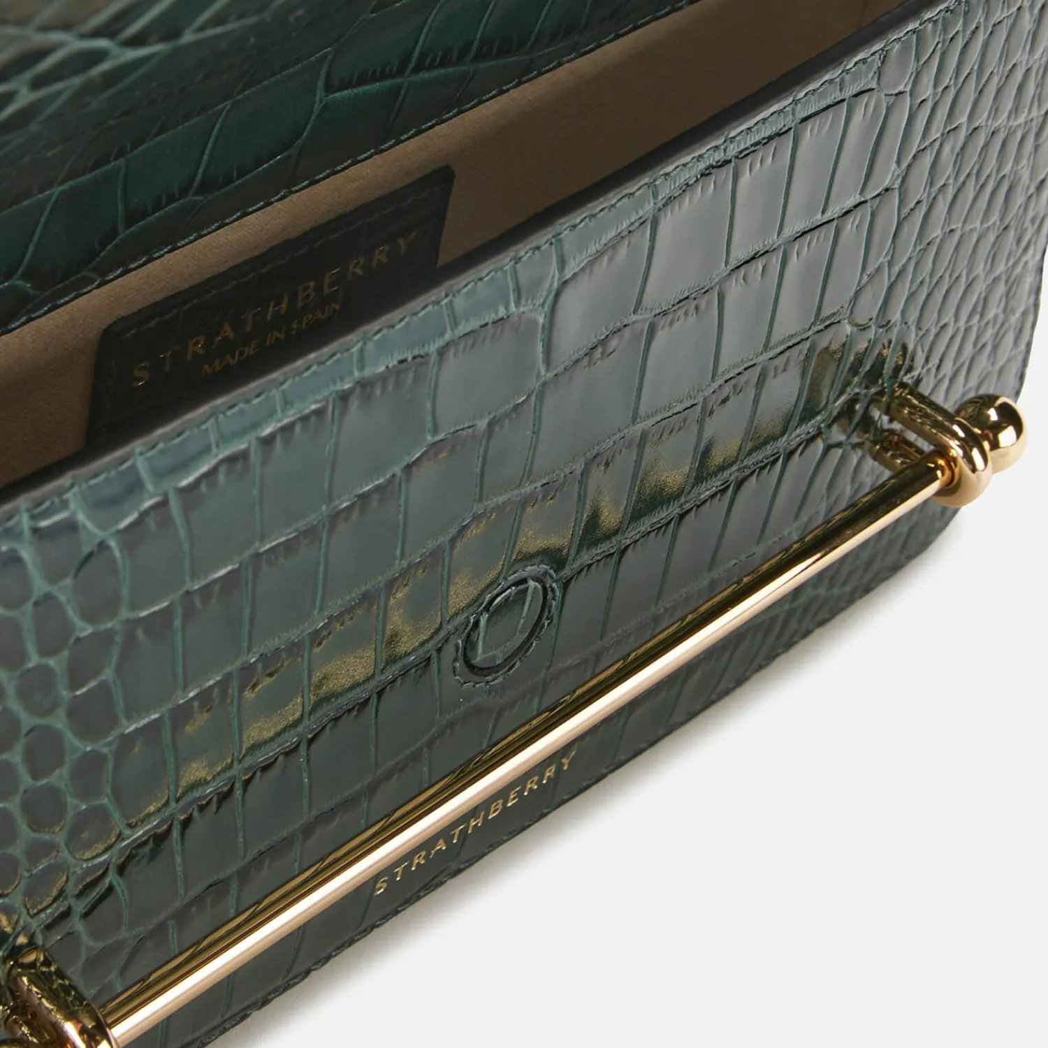 Crossbody Bags*Strathberry Women's East/West Croc Baguette Bag - Bottle Green