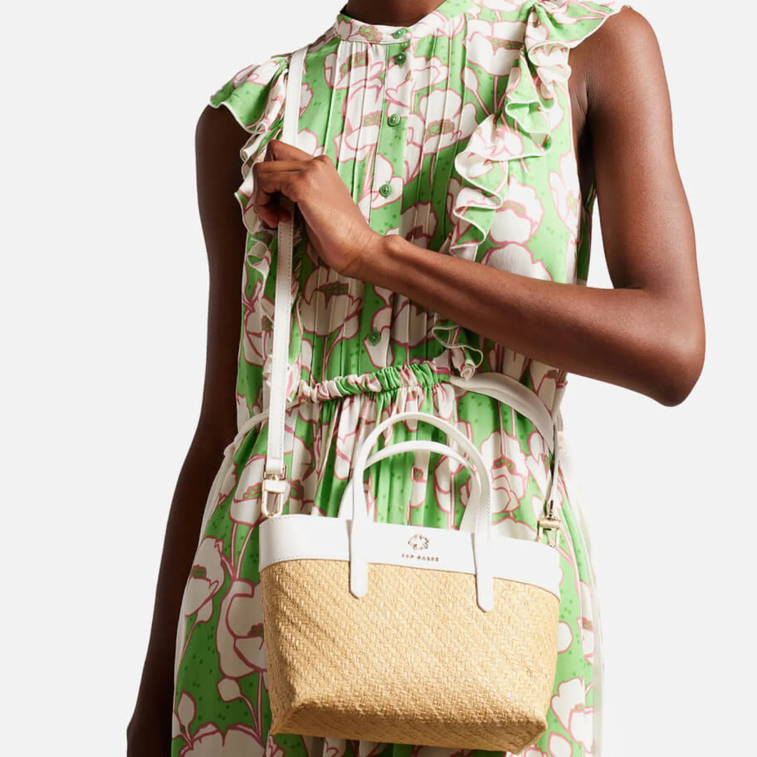 Mini Bags*Ted Baker Blesha Magnolia Raffia Mini Tote Bag