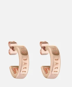 Earrings*Ted Baker Helanna Nano Logo Rose Gold-Tone Hoop Earrings