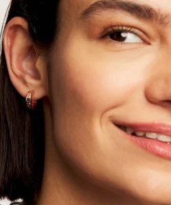 Earrings*Ted Baker Helanna Nano Logo Rose Gold-Tone Hoop Earrings