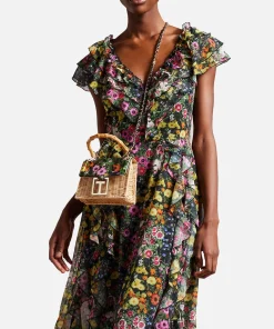 Mini Bags*Ted Baker Jaysisa Mini Floral-Print Rattan Bag