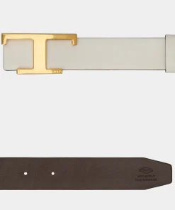 Belts*Tod's Reversible T Logo Leather Belt