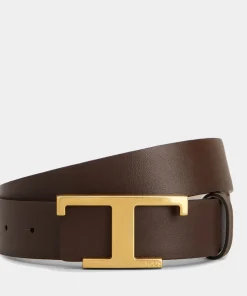 Belts*Tod's Reversible T Logo Leather Belt