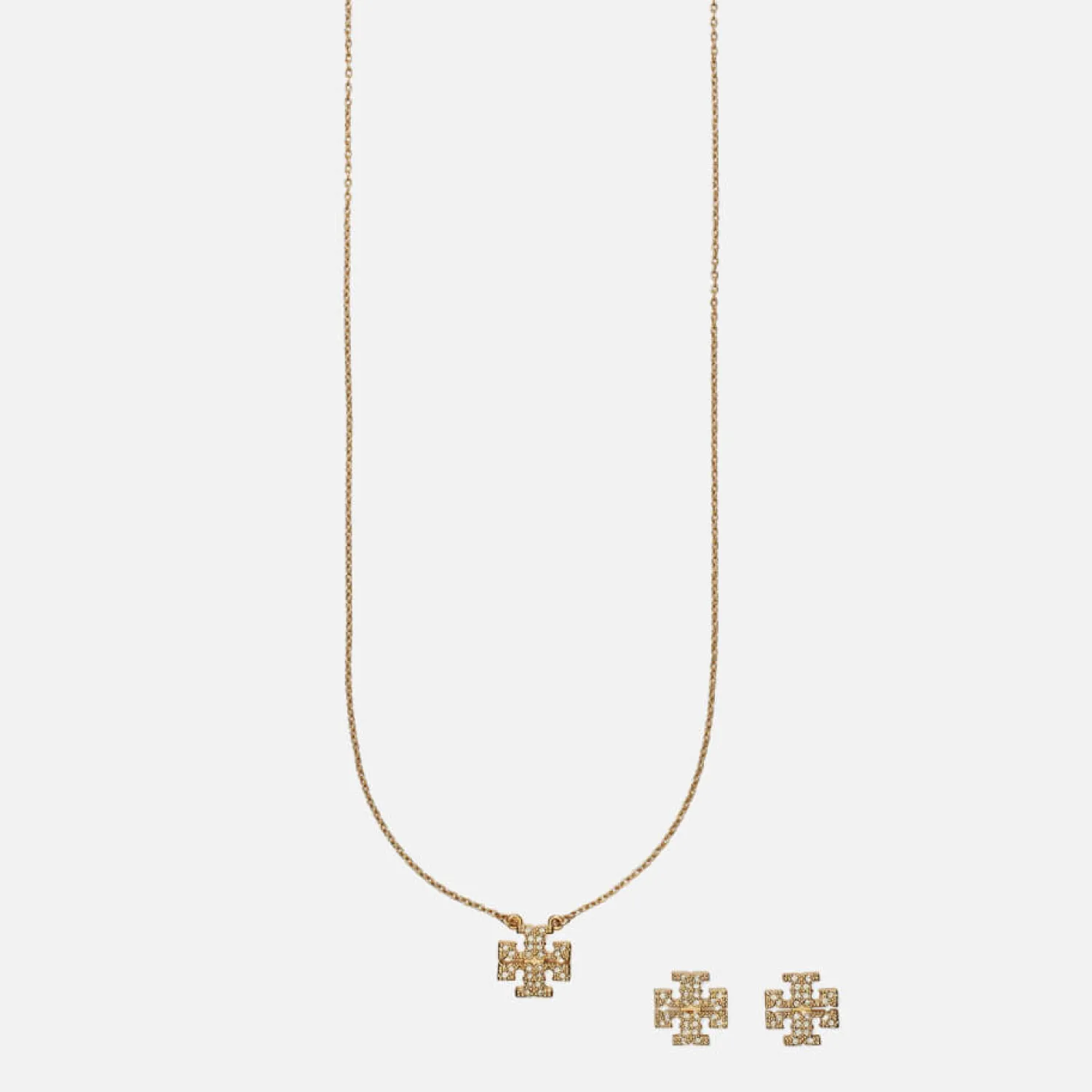 Earrings*Tory Burch Gold-Plated Kira Pave Pendant And Stud Earring Set