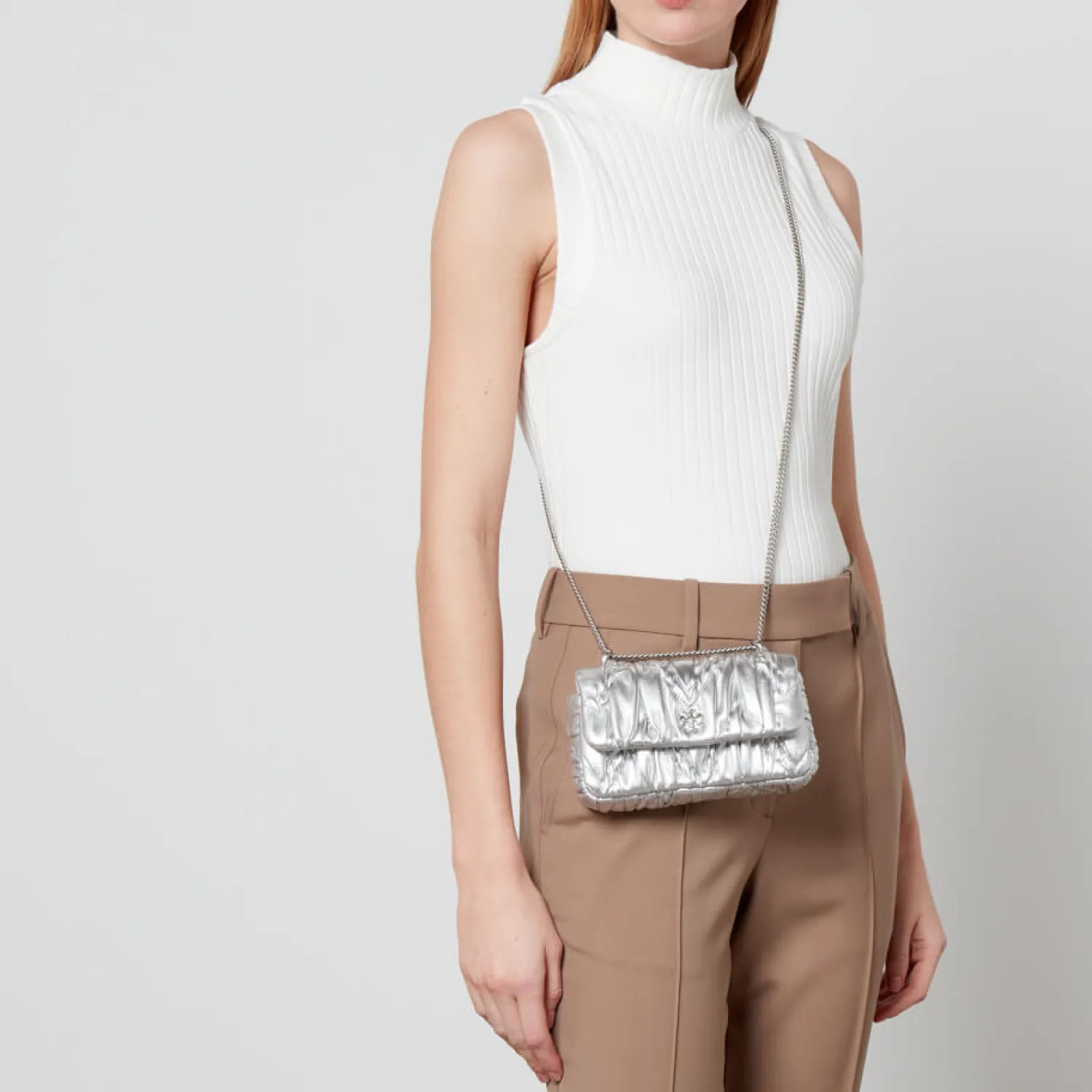 Shoulder Bags*Tory Burch Kira Metallic Leather Mini Flap Bag