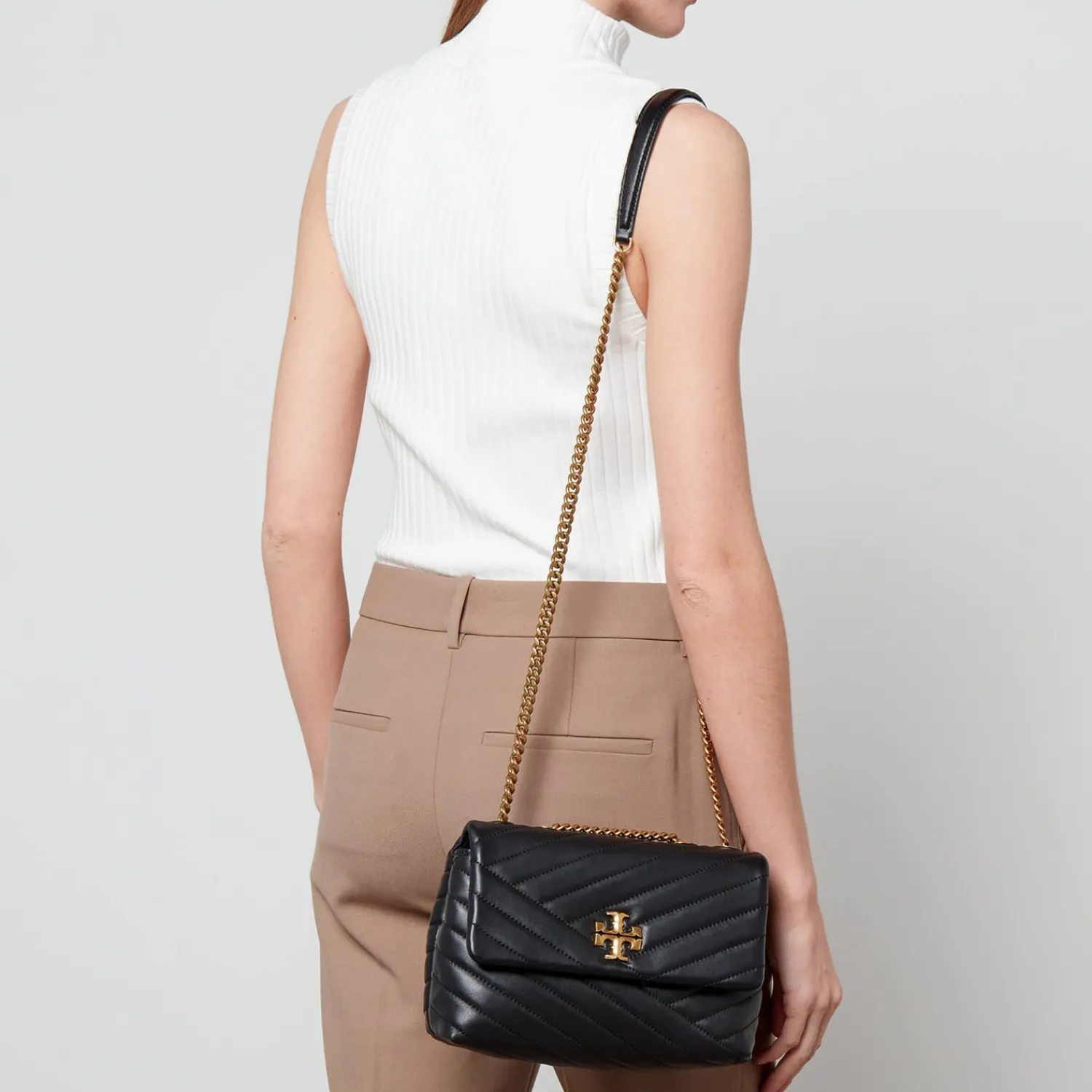 Shoulder Bags*Tory Burch Women's Kira Chevron Small Covertible Shoulder Bag - Black