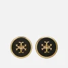 Earrings*Tory Burch Women's Kira Enamel Circle-Stud Earring - Tory Gold/Black