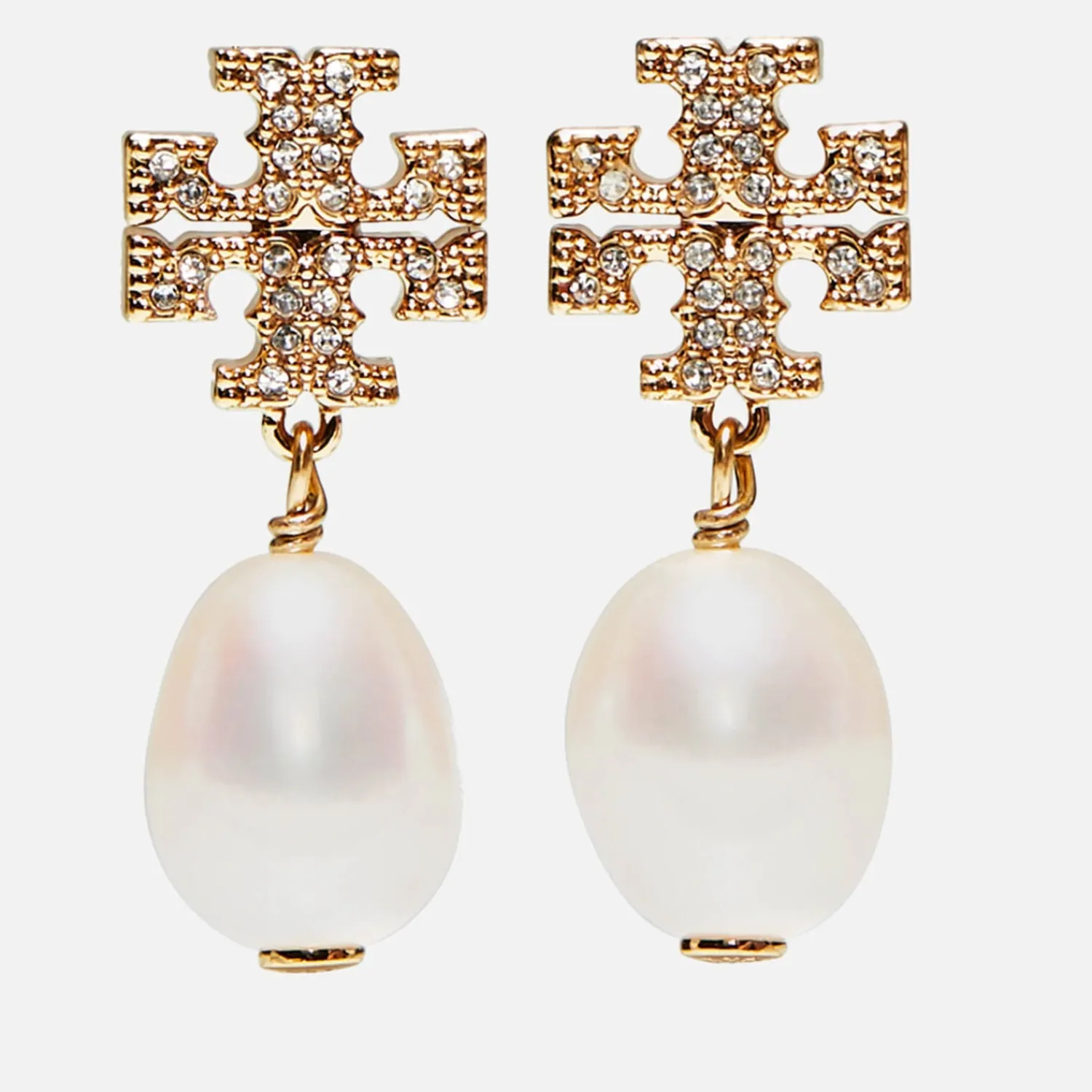 Earrings*Tory Burch Women's Kira Pave Pearl Drop Earrings - Tory Gold/Pearl