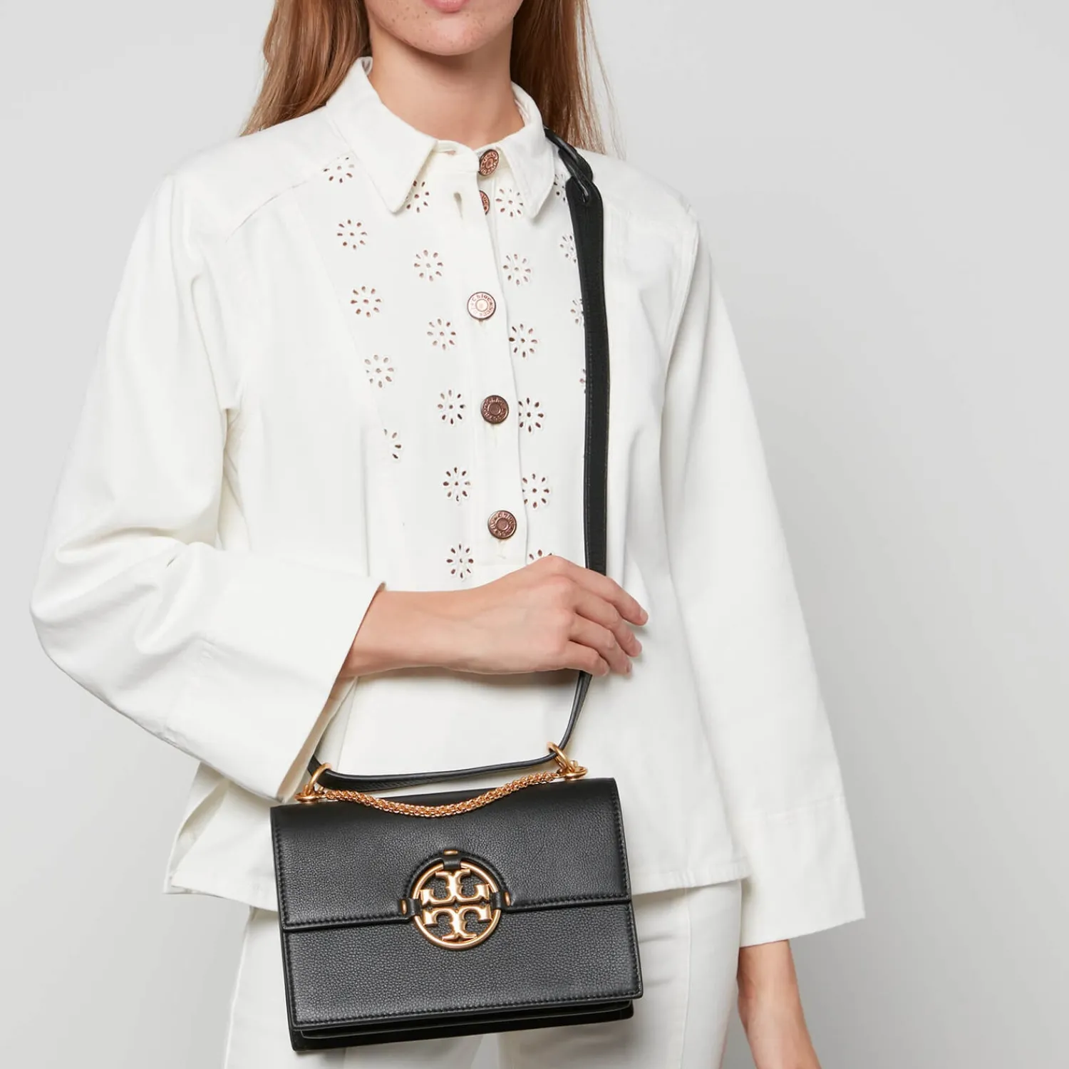 Shoulder Bags*Tory Burch Women's Miller Small Flap Shoulder Bag - Black